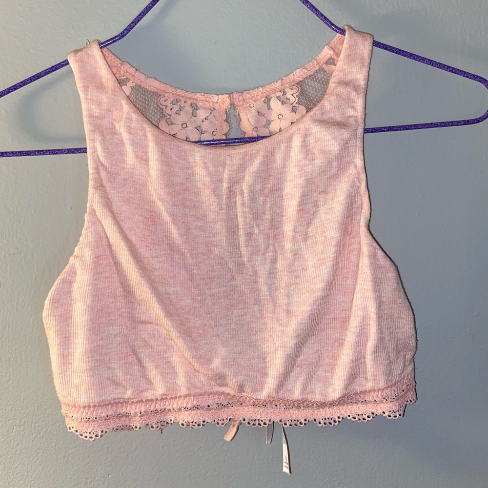 High neck, lace back bralette